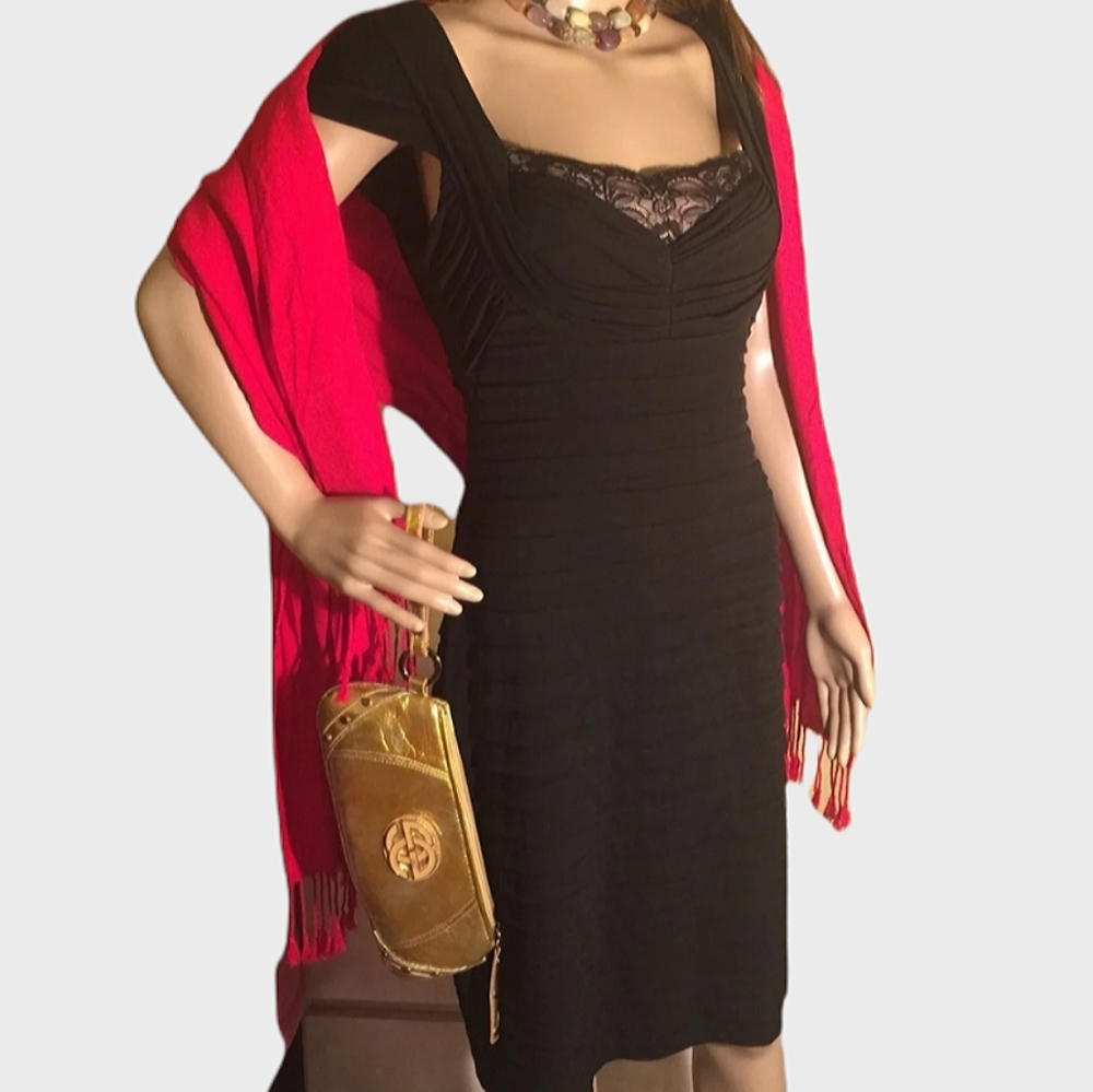 Adrianna Papell Black Sexy Dress Sz 8